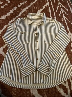 Blu Pepper Cream and Brown Striped Blouse